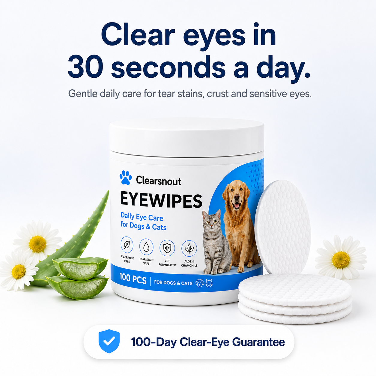 Pet Eye Wipes - Tear Stain & Crust Remover